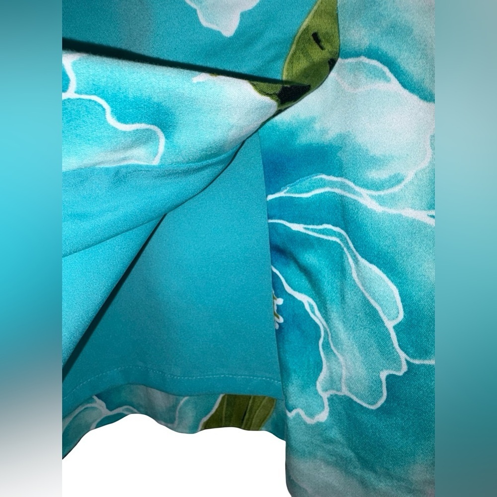 Jones New York Floral Sheath Dress Size 4 Turquoise Tropical Print Sleeveless - Picture 5 of 7